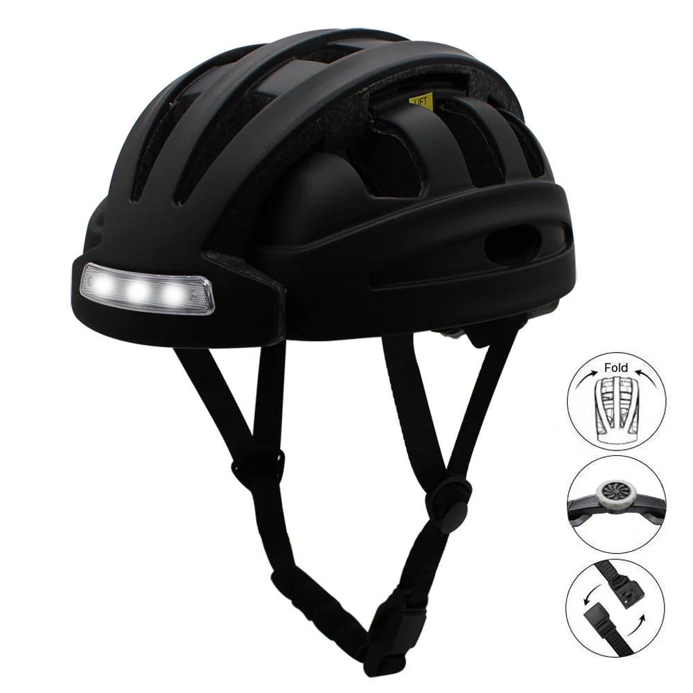 LED Portable Riding City Helmet Folding Cycling MTB Road Helmet Bicycle Lightweight With Taillight Headlight