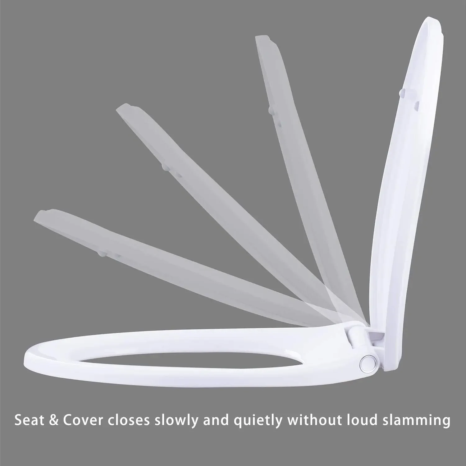 Toilet Seat with Cover Quiet Close, One-Click to Quick Release, Easy Installation Non-Slip Seat Bumpers, Slow Close Toilet