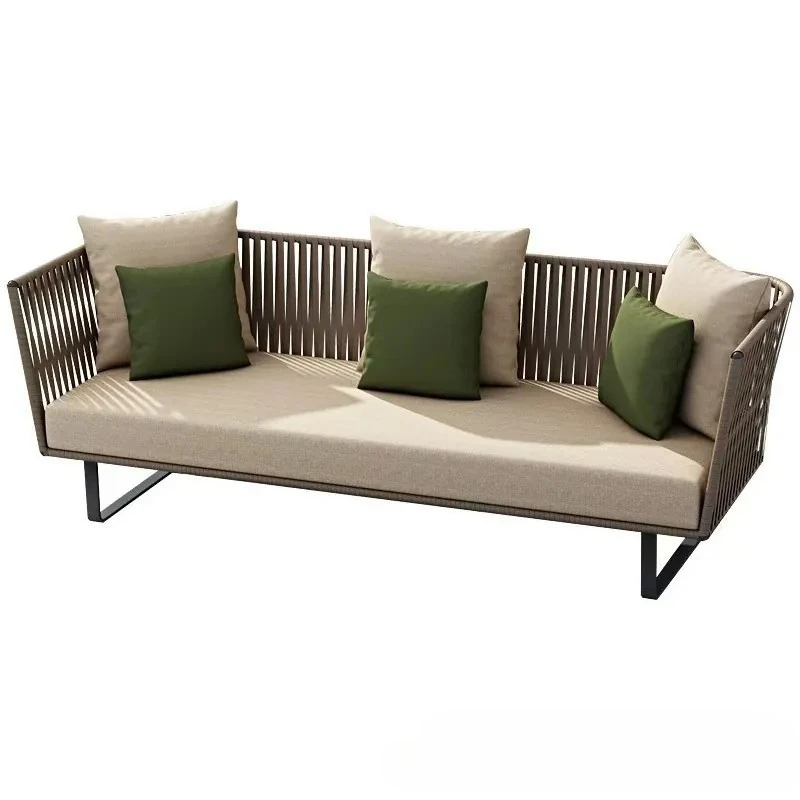 

Outdoor Sofa Rattan Furniture Set for Courtyard Garden Balcony Waterproof Sunscreen Leisure Coffee Table Chair Combination