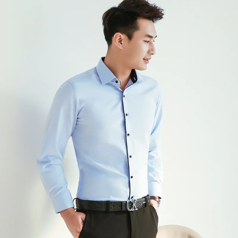 New Young Elegant Men's Long Sleeve Shirt Professional Tooling White Shirt Luxury Fashion Business Casual Premium Social Clothes