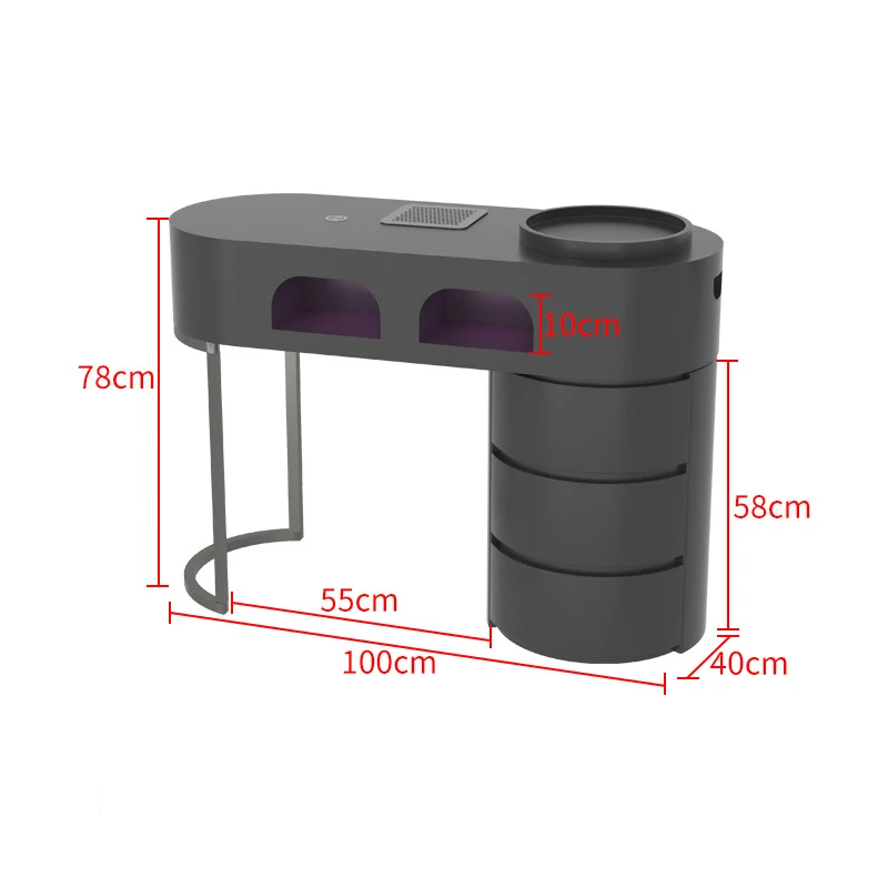 Modern Minimalist Makeup Table Black Double Nail Table With Drawers Beauty Salon Furniture Table for Nail Manicuring - view 4