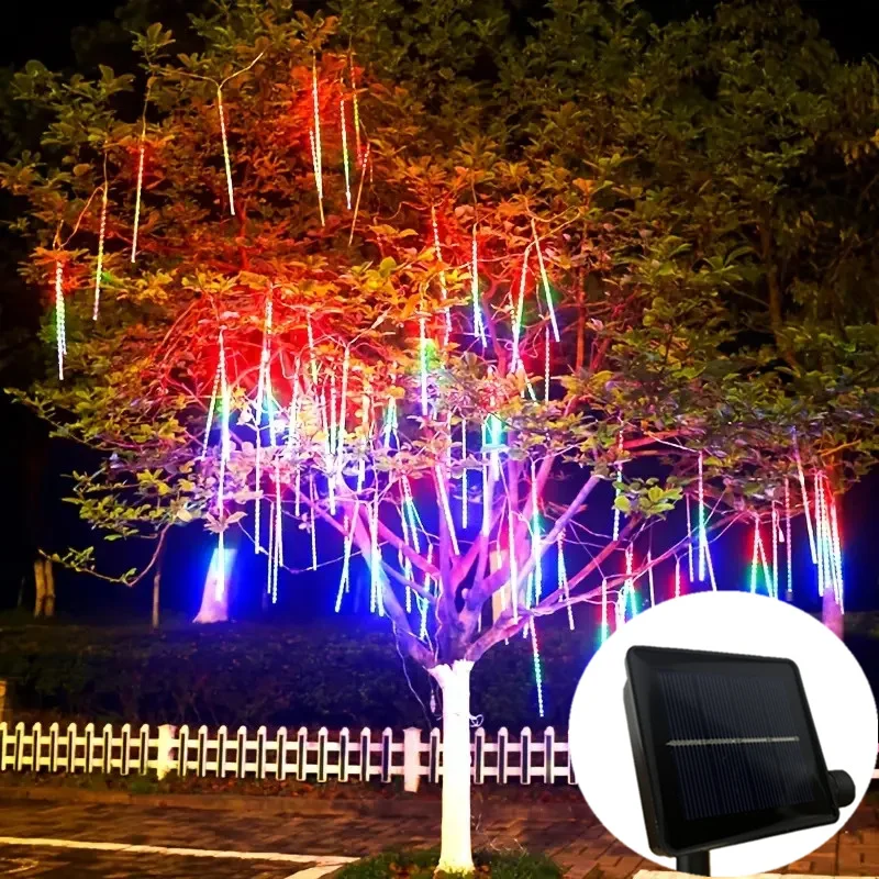 

Holiday Lamp Garden Decor 8 Tubes Outdoor Solar LED Meteor Shower Fairy String Light 30/50cm Street Garland Christmas Decoration