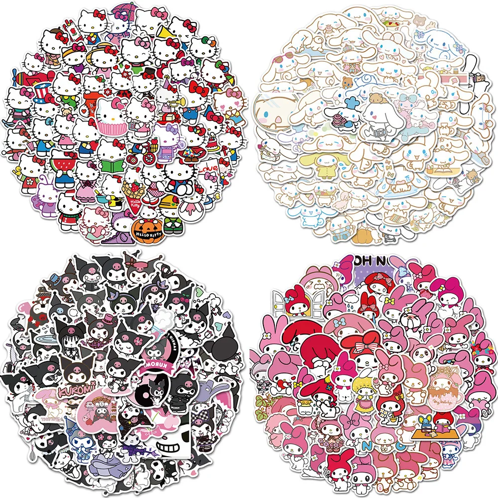 50Pcs/Set Kawaii Sanrio Stickers Large Collection Cute Cartoon Images Graffiti Sticker Hello Kitty Kuromi Waterproof Ins sticker