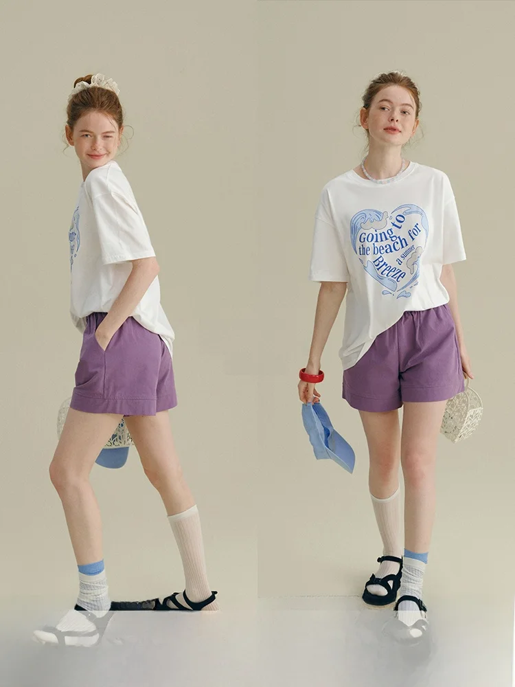 

Rina Berry Casual Sports High Waist Loose All-Match Breathable Design Color Small Size Wide Leg orts