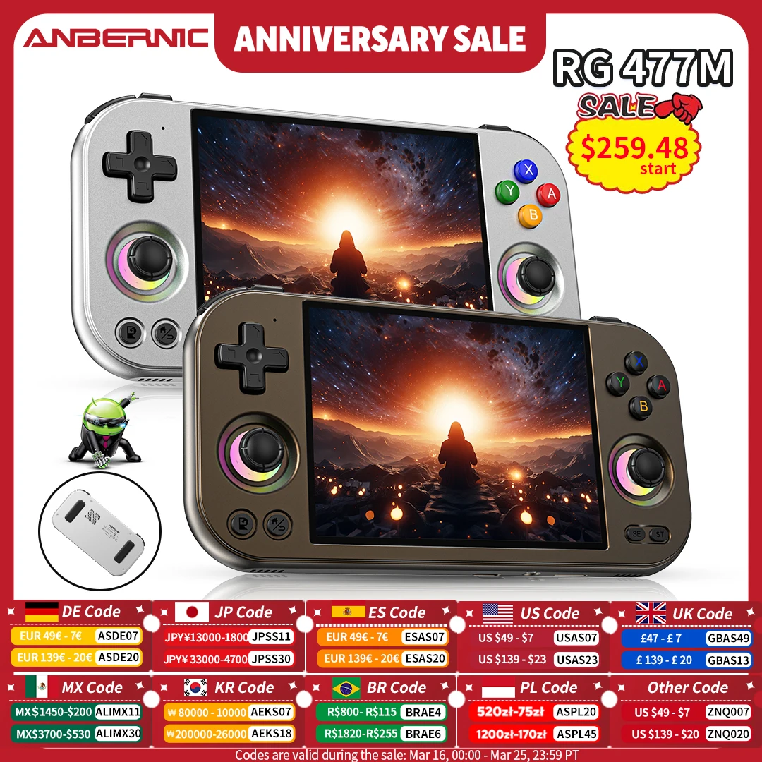 

ANBERNIC RG 477M Ретро портативная игровая консоль Android 3D Hall Джойстик Видеоигры Плеер Поддержка WIFI Al Assistant RixelHK FOTA