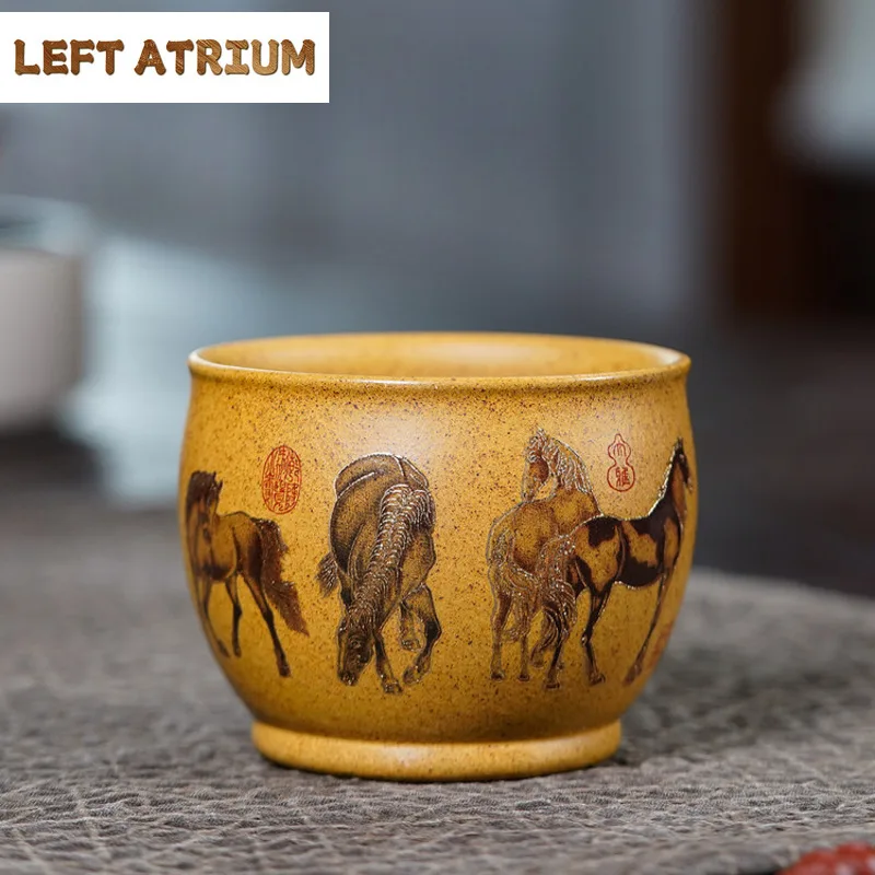 

250 мл фиолетовая глина, чайная чашка с узором «Восемь стволов», древняя чайная чаша, чайная пара, чашка для дегустации чая, чашки для запаха, чашки Master, посуда для напитков