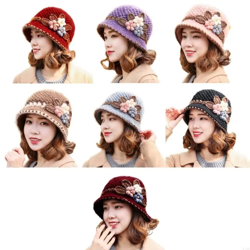 

K1ME Woman Crochet Bucket Hat Ladies Outdoor Sports Fisherman Hat for Travel Casual