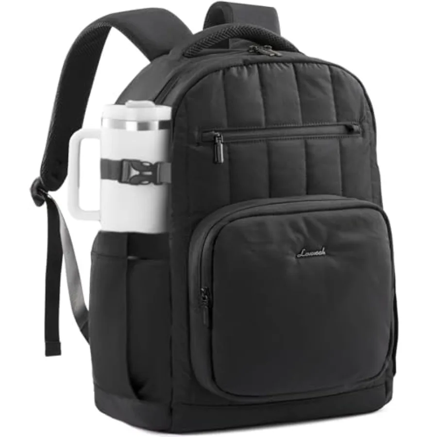 

Laptop Backpack for Women with Giant Tumbler Holder Pocket, Puffer Travel College Work Backpack Purse for Teacher Nurse, Waterp