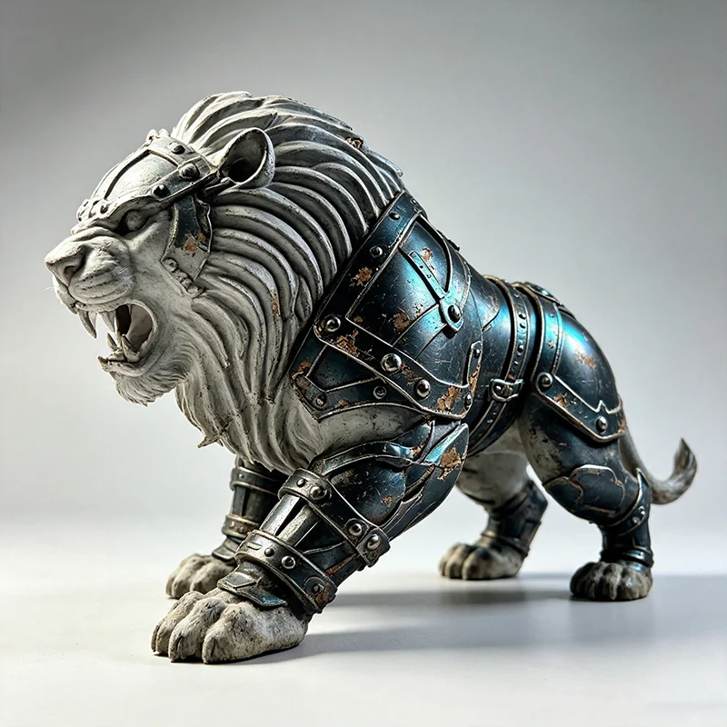 Armored Lion Unpainted Model Kit – D&D Tabletop Miniature for DIY Painting / Display Figurine