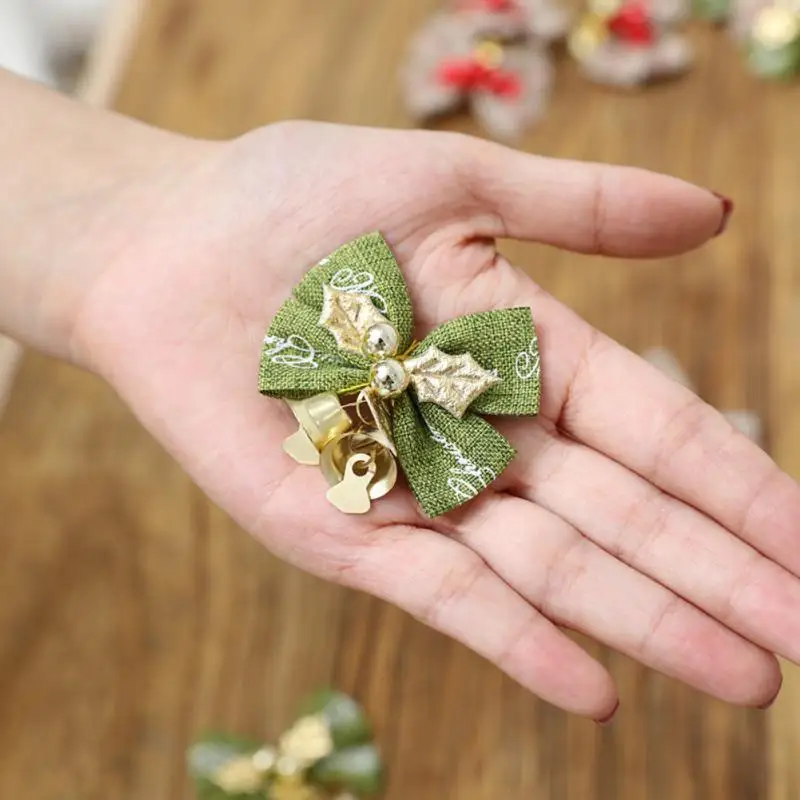 2025 עץ חג המולד קשתות חג המולד מיני פעמונים קשת פרח פרחים ערומות מתנות תליוני קישוטי קשת