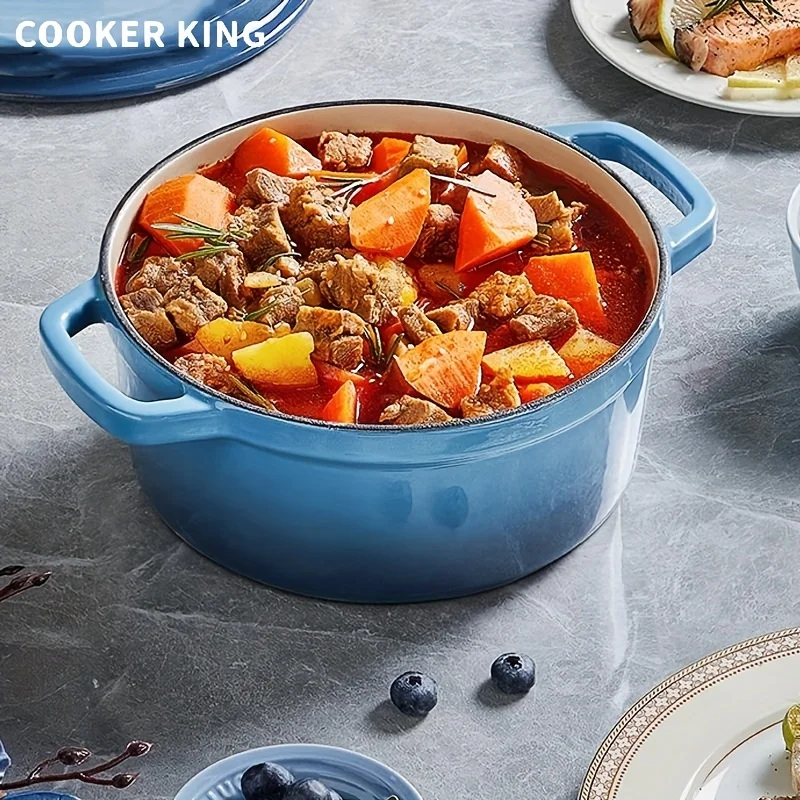 Cooking King 22/24CM Enamel Pot Cast Iron Pot Household Non-Stick   Stew Soup Pot Casserole Universal Induction Cooker Gas Stove