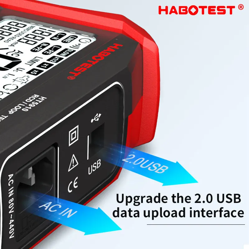 4.7-inch large LCD Digital Resistance Meter RCD/Loop Tester HT5910 HT2302 1000 Data Storage 0~440V Leakage Switch Tester