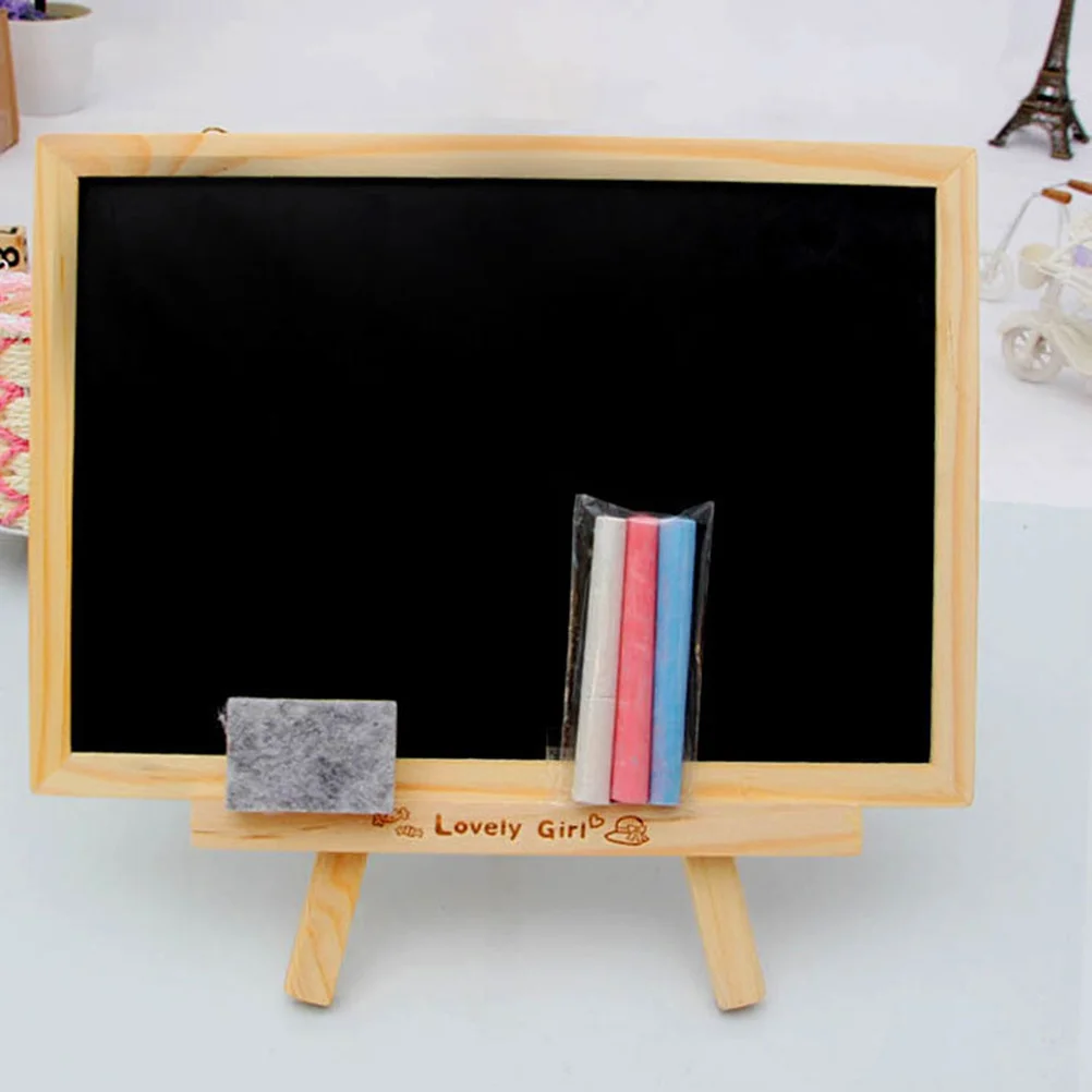 

Double Sided Kids Writing Board Made of High Quality Wood Includes Chalk Marker Stones Eraser for Fun Learning At Home Or School