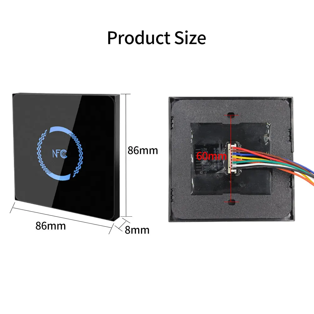 IP66 مقاوم للماء ثنائي التردد يجاند قارئ بطاقات التعريف بالإشارات الراديوية 125 كيلو هرتز + 13.56 ميجا هرتز WG26/34 لوحة المفاتيح الناتج لوحة الترا سليم 8 مللي متر الخلفية