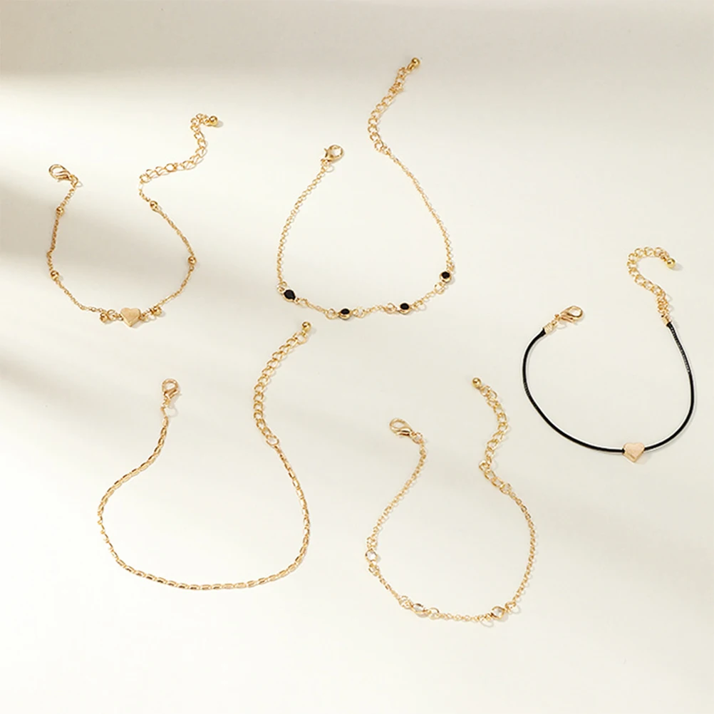 

High Quality Beach Anklet Jewelry Heart Shaped Pendant Adjustable Ankle Chain Fashion Accessories Gift for Friends Family