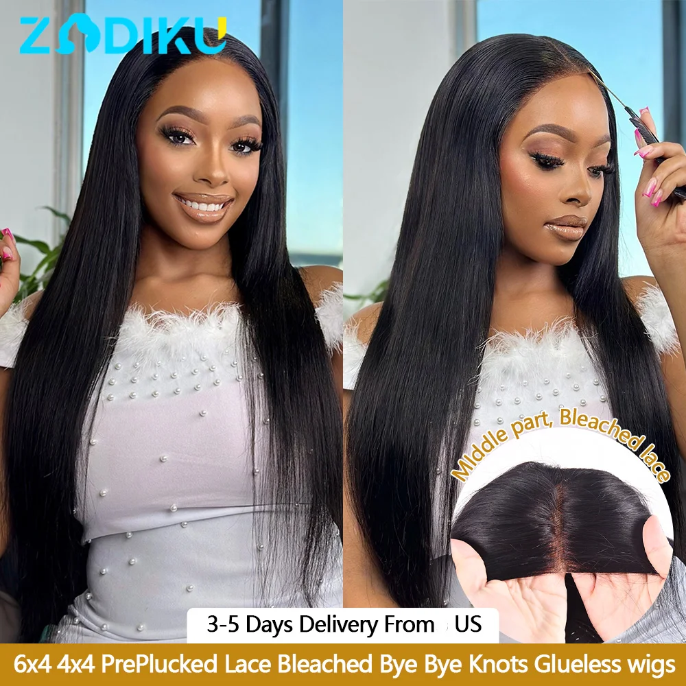 ZIDIKU 30 بوصة شعر مستعار بدون صمغ شعر بشري جاهز للارتداء 100% شعر بشري برازيلي مستقيم 6X4 4X4 Hd باروكات من الدانتيل على بيع التخليص