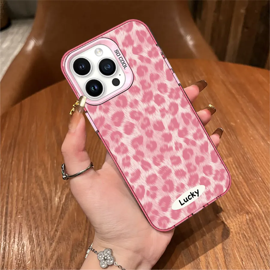 핑크 레오파드 프린트 행운의 아이폰 케이스 (아이폰 17부터 11 프로 맥스 플러스까지)
