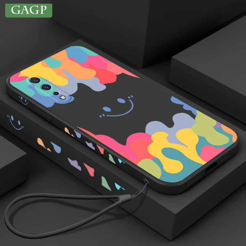 Luxury Ice Cream Smile Face Case for Samsung Galaxy A12 A32 A51 A71 A52 A72 A50 S20 FE S21 Plus S22 Ultra Square Silicone Cover