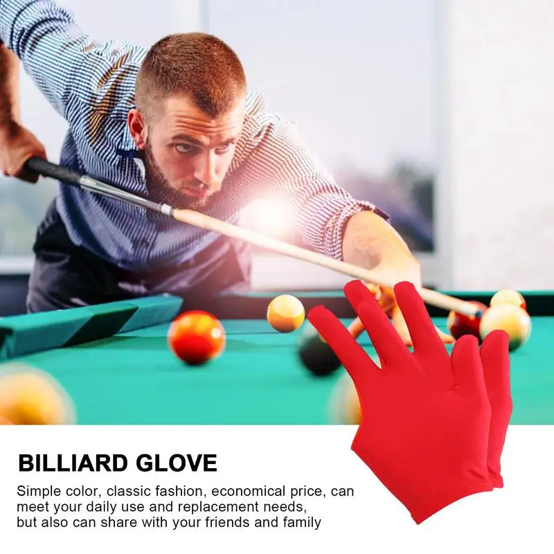 Pool Table Gloves 2pcs 3 Fingers Billiards Training Glove Breathable Slip-proof Elasticity Embroidered Pool Cue Sports Glove