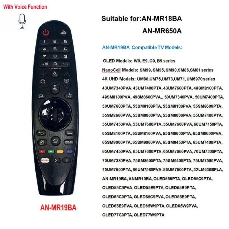 Pilot głosowy do telewizora AN-MR18BA AN-MR600 AN-MR650A AN-MR19BA MR20GA do telewizorów LED OLED UHD Smart TV 43UJ6500 43UK6300 UN8500 UM7600 — zdjęcie produktu 4