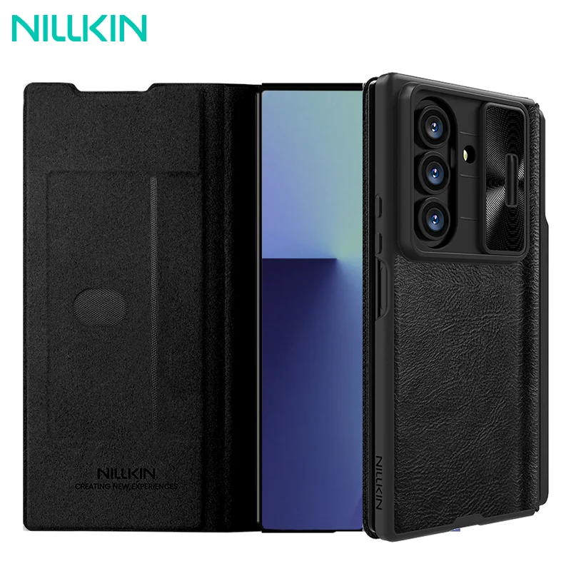 For Samsung Galaxy Z Fold 7 5G Case NILLKIN Qin Pro Leather Flip Cover With S Pen Card Pocket Holder for Samsung Z Fold 7 Cases