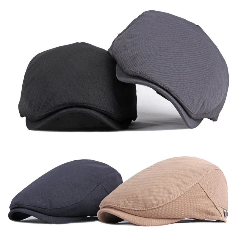 Summer Beret Hat Men Women Breathable Forward Hat for Male Flat Peaked Cap Driver Cabbie Beret Painter Visor Adjustable