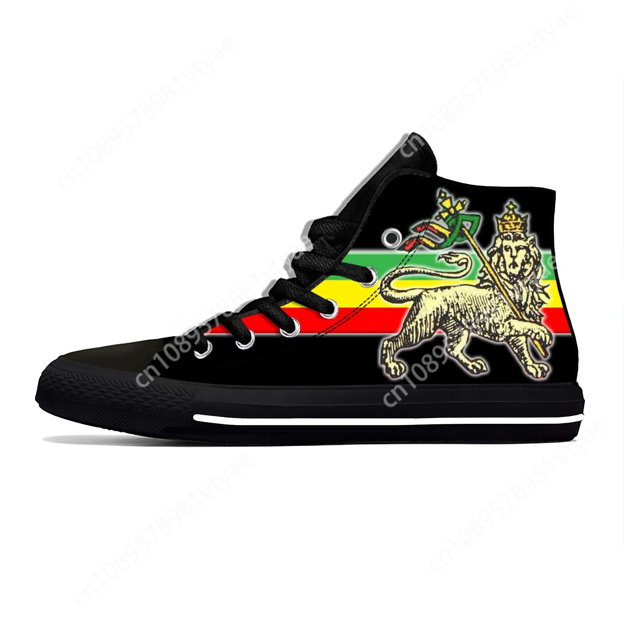 Ethiopia Ethiopian Flag Lion of Judah Rastafarian Casual Cloth Shoes High Top Comfortable Breathable 3D Print Men Women Sneakers