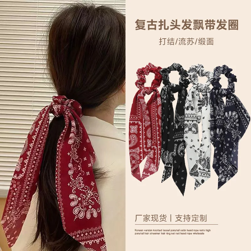 

Floral Print Scarf Hair Rope Turban Style Head Wrap Elastic Hair Band for Women Girls Bohemian Party Wedding Festival