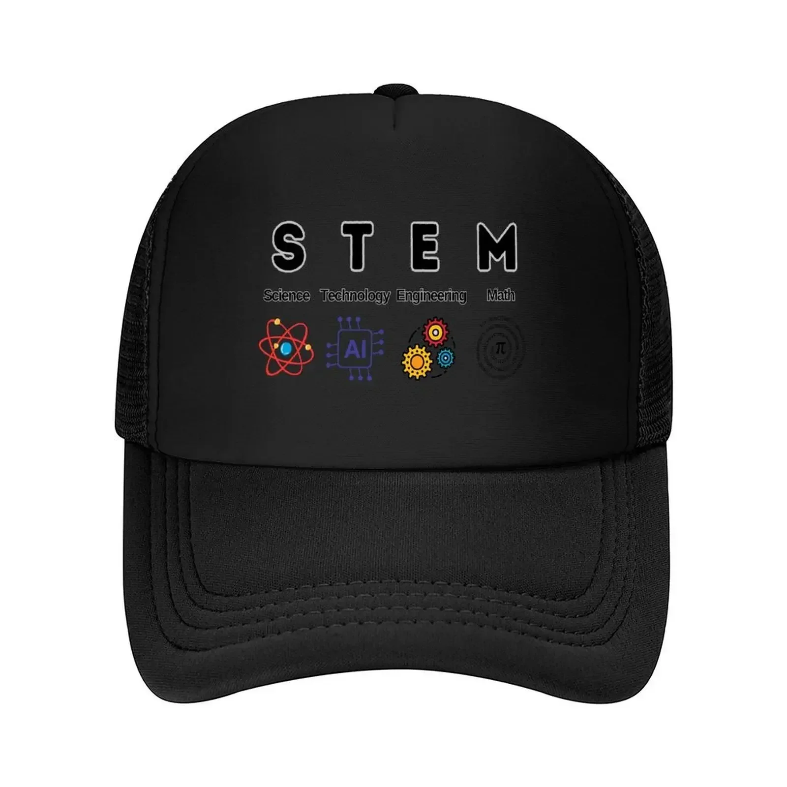 New STEM Acronym Design with Science, Technology, Engineering & Math Symbols Baseball Cap party Hat Rugby Boy Women's