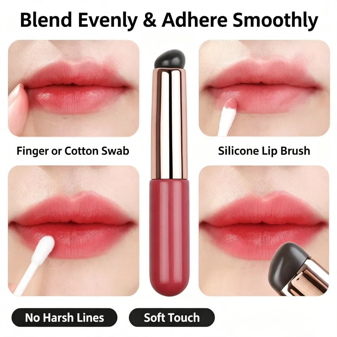 1PC Silicone Lip Brush With Cover Cap Concealer Brush Like Fingertips Q Soft Lipstick Makeup Brushes Round Head No Broken