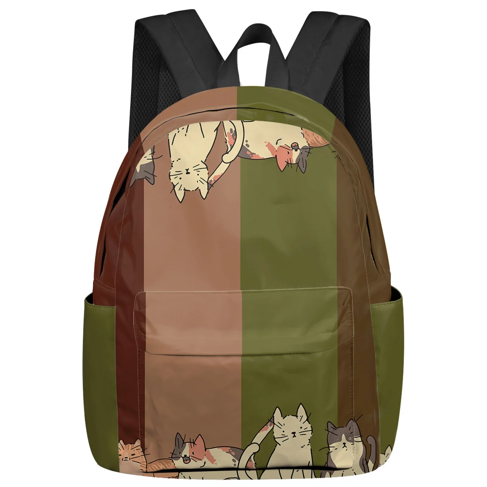 

Cartoon Cat Vintage Striped Backpack Men Women's Fashion Travel Backpack High Capacity Student School Bags