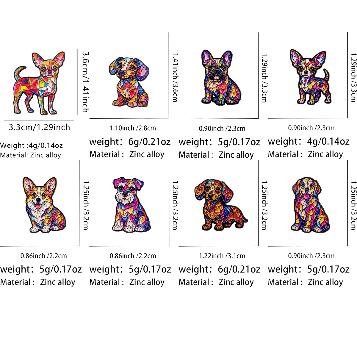 8er-Set Emaille-Rucksack-Pins mit Hundemotiven, Corgi-Anstecknadeln, Cartoon-Welpen-Abzeichen, Broschen für Kleidung, Schmuck, Geschenke für Freunde – Detail 1