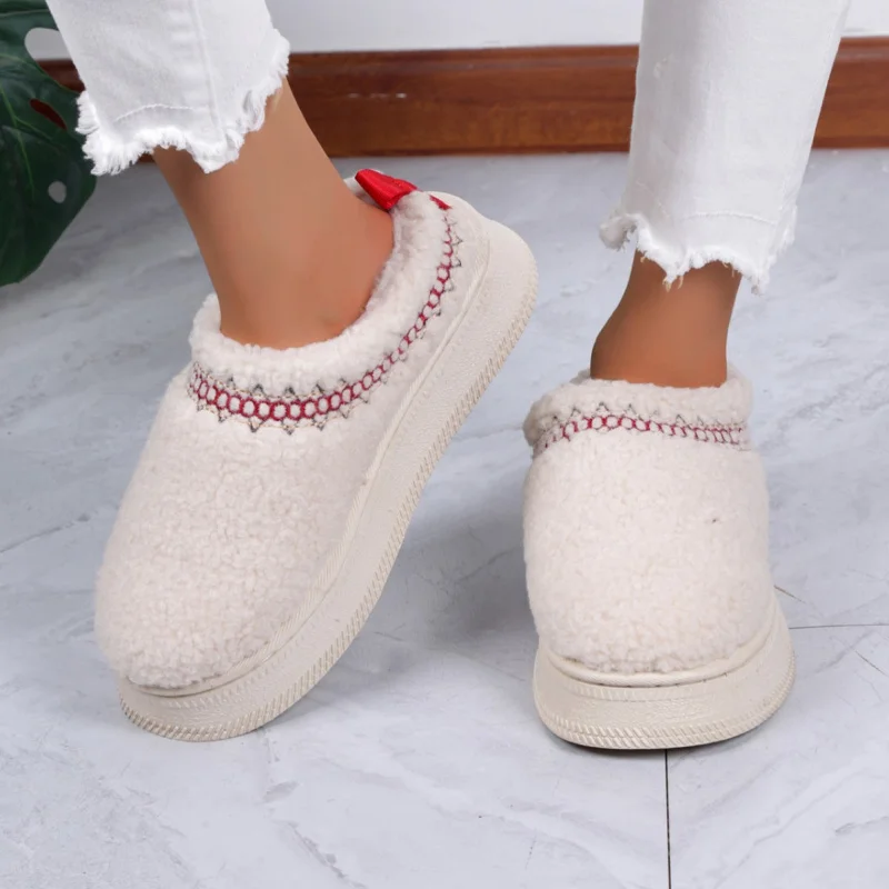 

Thick Bottom for Outdoors Winter Shoes New Ethnic Style Lace Furry Half Support Snow Boots Large Size