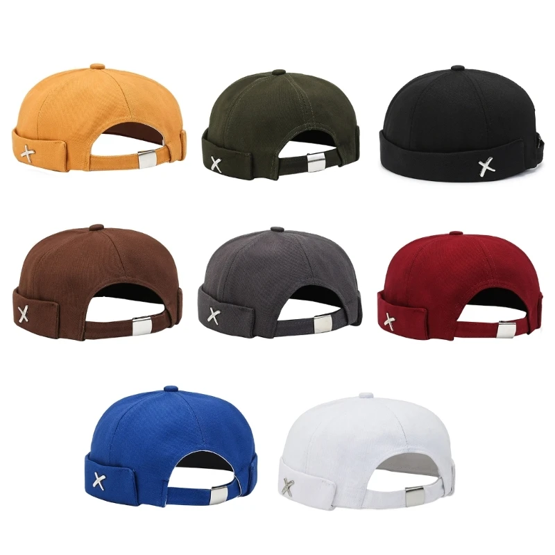 Melons Docke Hat For Men Solid Bonnet DomeHat Skull Hat Cuffed Street Dance Hat HipHop Hat