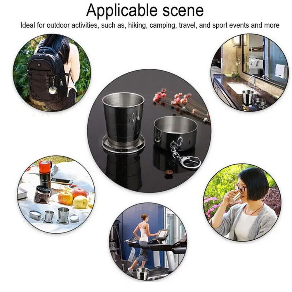 New Travel Stainless Steel Telescopic Mug Collapsible Cup Coffee Handcup Folding