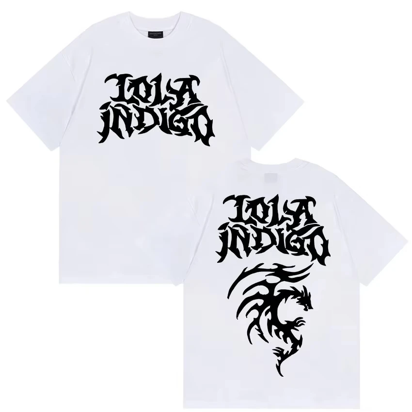 الرجال النساء الملابس عالية الجودة موضة تي شيرت المغني لولا جولة النيلي مزدوجة الوجهين طباعة تي شيرت الصيف المتضخم القطن تيز #2