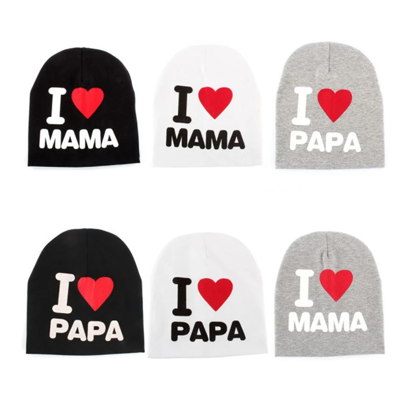 Newborn Hat Letter Print I Love MaMa PaPa Infant Bonnet Baby Cap for Girls Boys Kids New Baby Autumn Spring Winter Hats