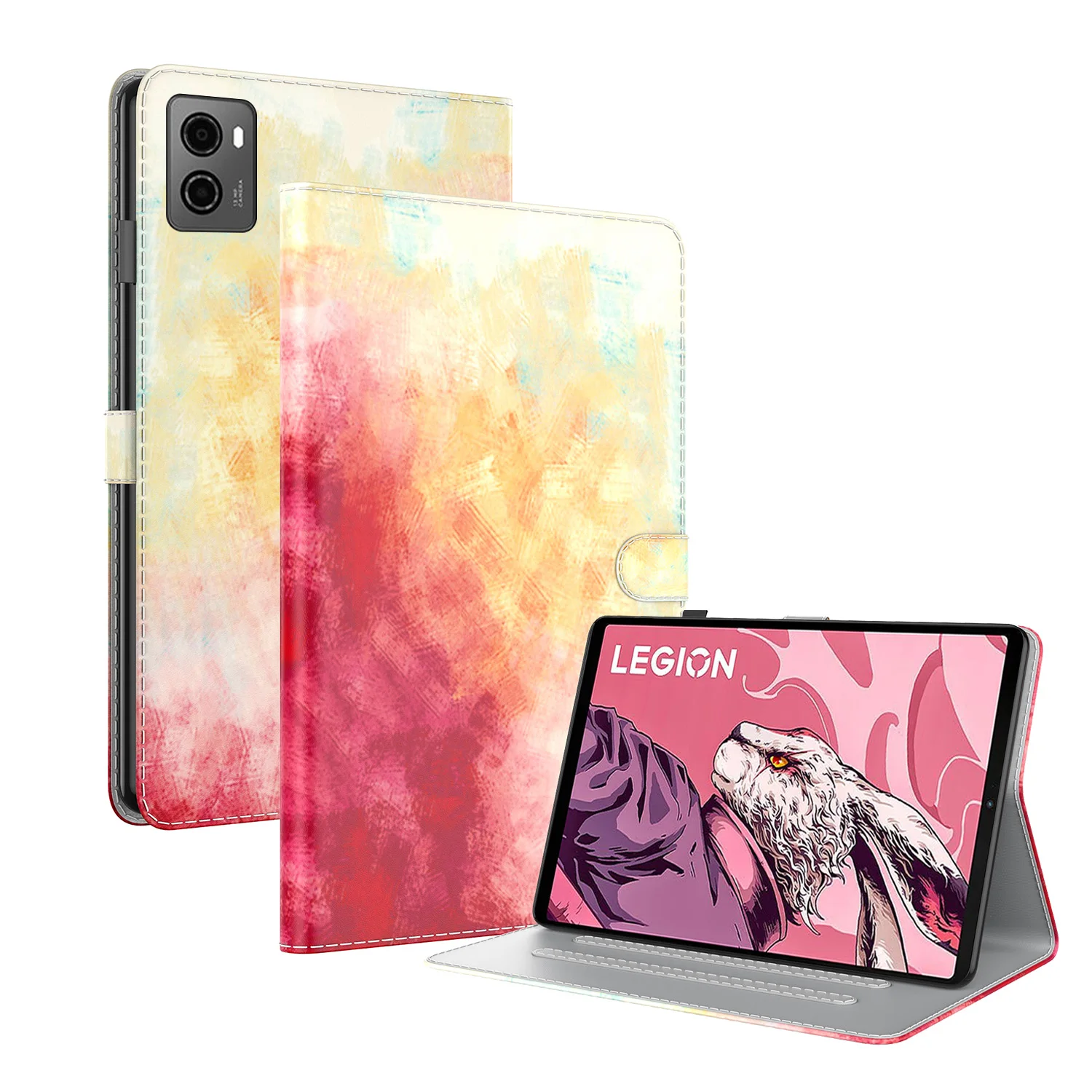 For Lenovo Legion Y700 2023 TB-320FU Watercolor Leather Tablet Case For Lenovo Legion Y700 8.8 2023 Case Back TPU Tablet Cover