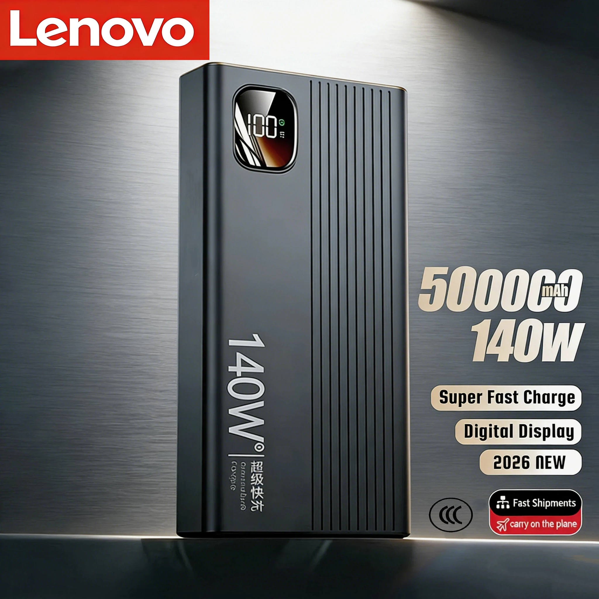 

Внешний аккумулятор Lenovo 140W с супербыстрой зарядкой, 500000 мАч, высокая емкость, портативное зарядное устройство для iPhone и Samsung, для использования на улице