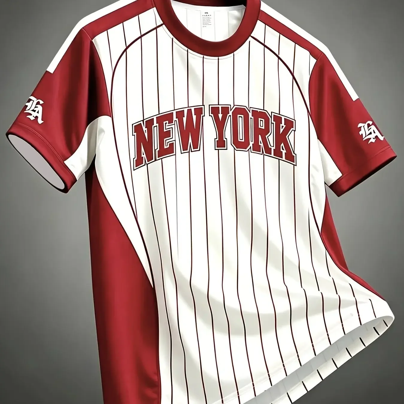 T-Shirt Men's Letter Print Pinstripe Color Block Summer Mesh Top O-Neck Short-Sleeve Breathable Sports Casual