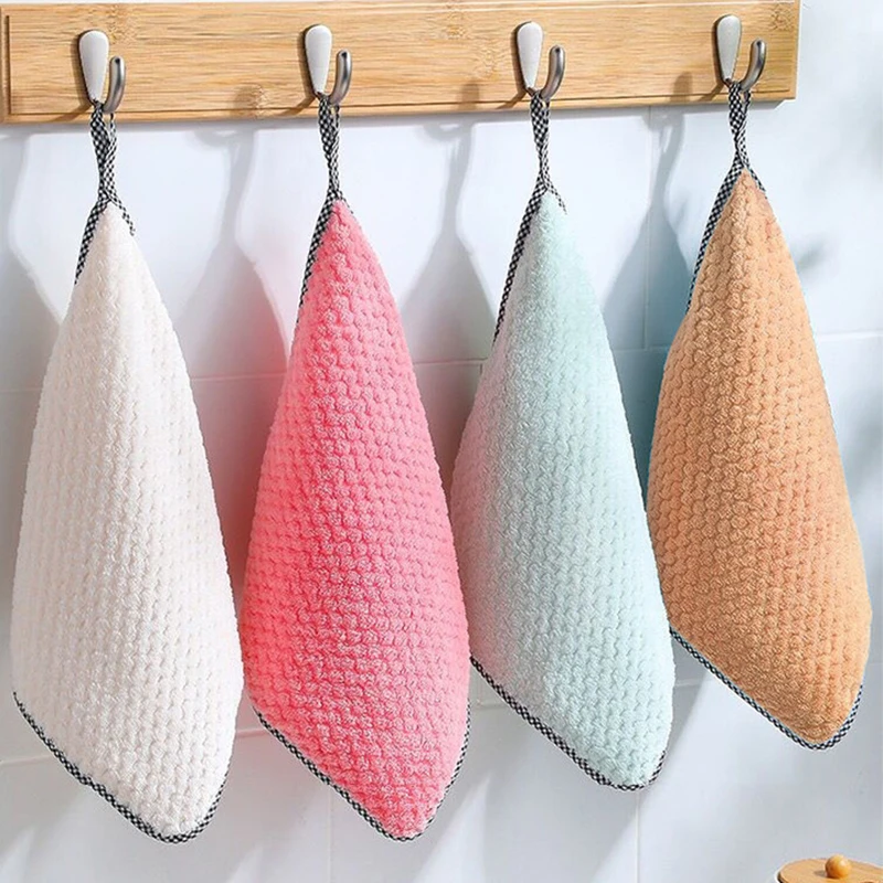 1/5PCS 25x25cm Kitchen daily dish towel dish cloth kitchen rag non-stick oil thickened cloth