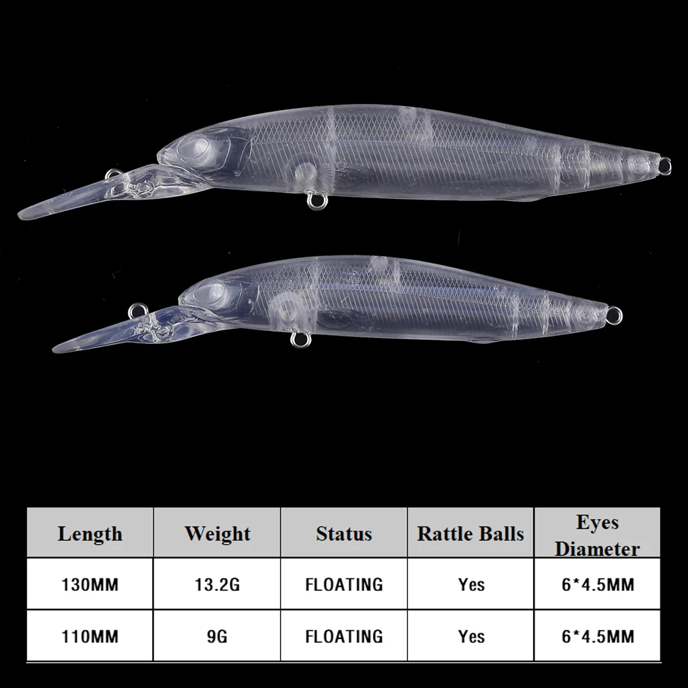 Chan’sHuang 10PCS Unpainted Blanks Bait Special Weight System Long Casting Minnow Floating DIY Handmade Artificial Fishing Lure
