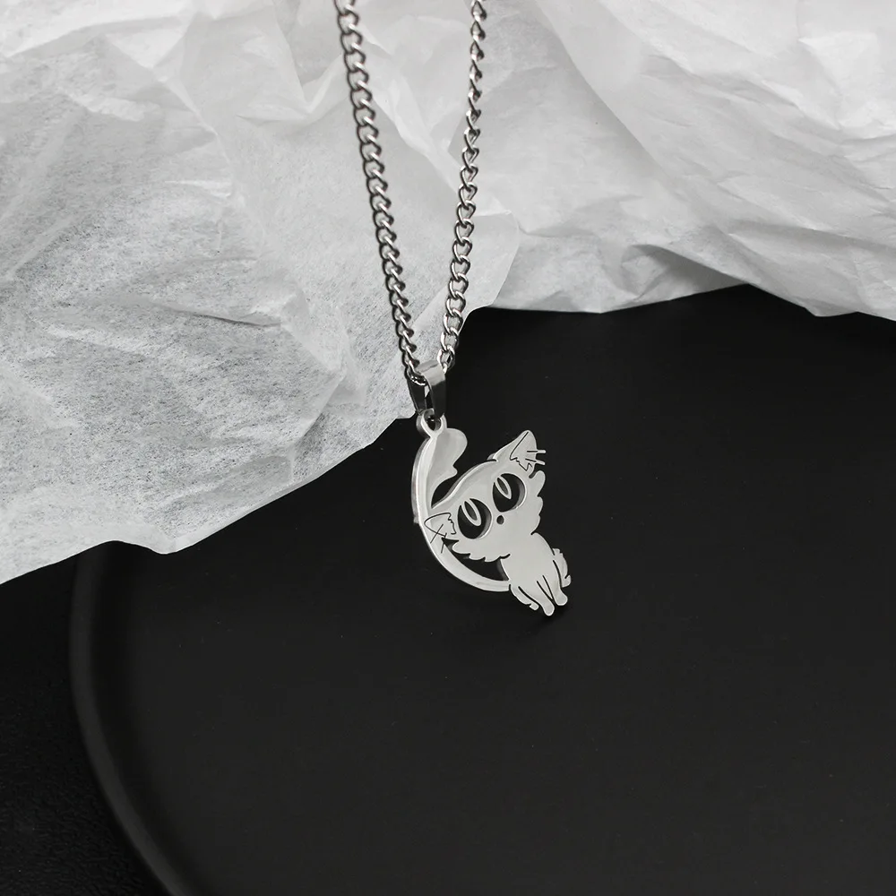 Fashion Daijin Cat Pendant Necklace For Women Men Anime Suzume No Tojimari Titanium Steel Jewelry New Cosplay Couple Accessories