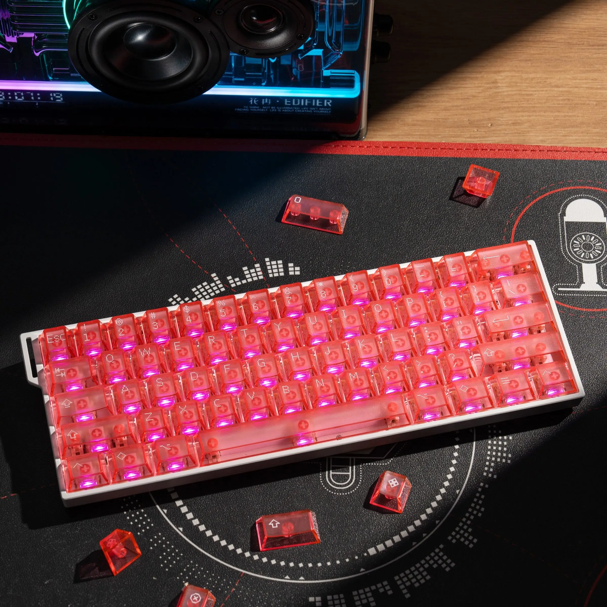 Fog Transparent PC Keycaps PAYSON Pixel Wind Engraved Light Fit Magnetic Axis Mechanical Keyboard Free Brush & Key Puller