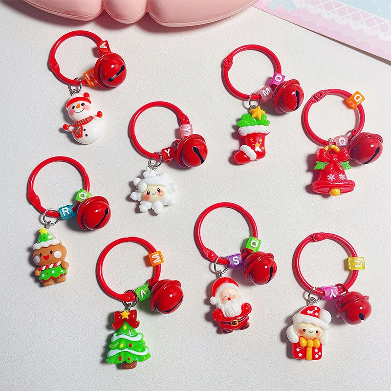 Cute Cartoon Christmas Pendant Christmas Tree Snowman Keychain Car Key Ring Backpack Decoration Accessories Children Toy Gifts