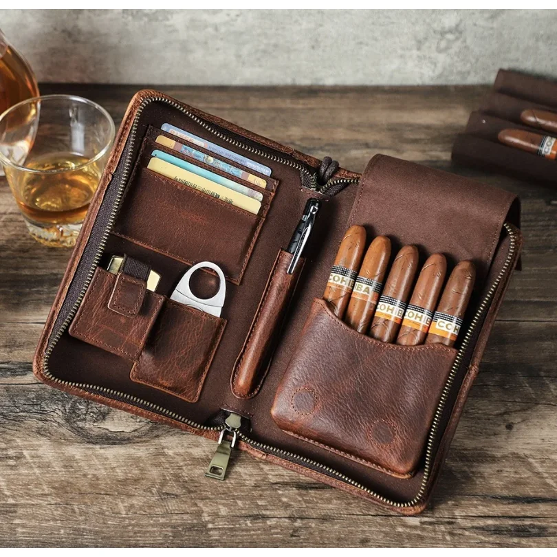 Cigar Storage Bag, Portable Travel Organizer for Cigars and Accessories, Compact Design with Multiple Compartments, Durable and