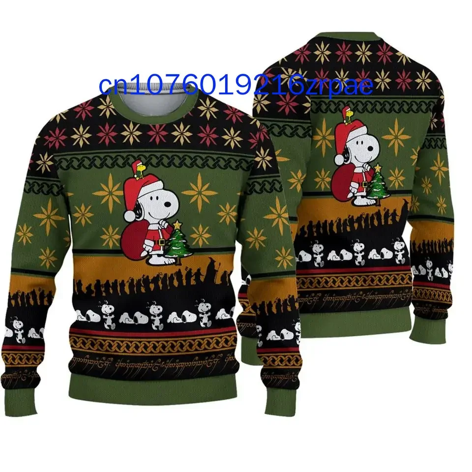 2024 New Snoopy Christmas Sweater 3D Print Men and Women Casual Cartoon Sweatshirt Christmas Sweater