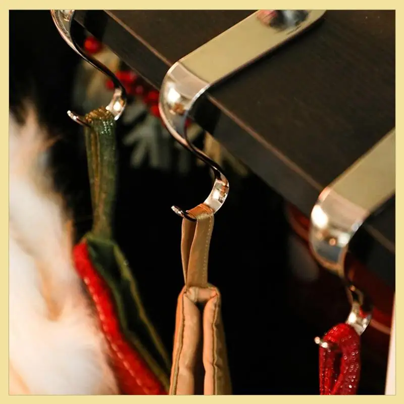 TTKK-크리스마스 스타킹 홀더 크리스마스 벽난로 걸이 후크 휴일 맨틀 화환 클립 금속 그립 4개 세트(골드) 내구성