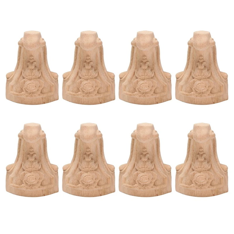 8PCS 10X6cm European Style Solid Wood Carved Furniture Foot Legs TV Cabinet Seat Feets