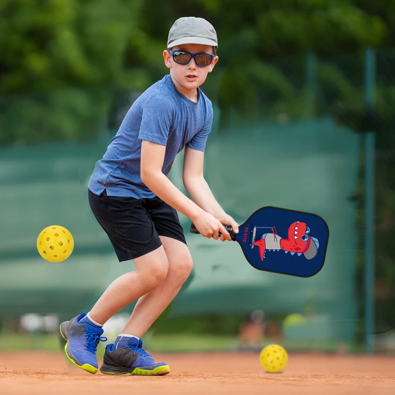 مجموعة مجاديف كرة البيسبول للأطفال من الألياف الزجاجية المطبوعة برسوم كرتونية بيكلبول خفيفة الوزن على شكل قرص العسل هدايا مضرب للأطفال
